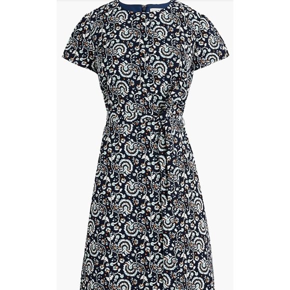 J. Crew Dresses & Skirts - J. Crew Size 14 Short Sleeve Belted Suiting Dress Lined No Belt Antique Navy